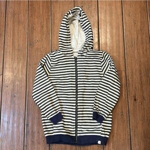 Me & Henry Boys Striped Zip Hoodie Jacket Navy/Cream Size 5/6 Preppy Classic